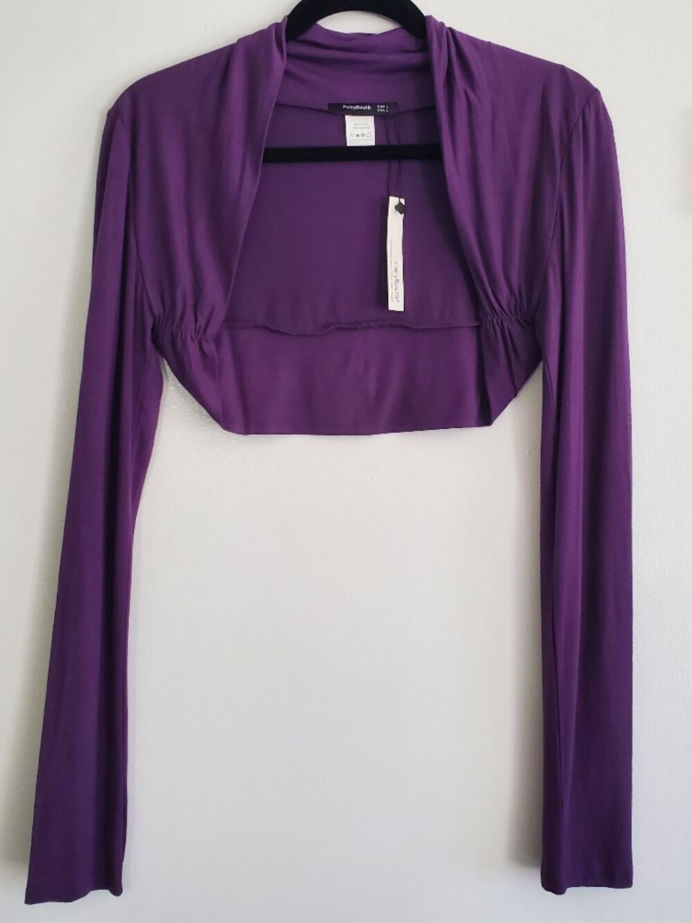 PattyBoutik Purple Bolero Shrug Long Sleeve Crop Top M NWT